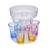 RAYBIN new high quality transparent 6 way shot glass dispenser with plug for wine whisky beer