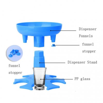 RAYBIN new design wine drink six shot glass bullet cup dispenser with funnel stopper