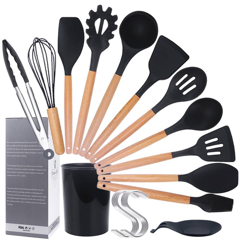 Raybin 11pcs Silicone Kitchen Utensils Cookware Set Nonstick Baking Cooking Spoon Tools