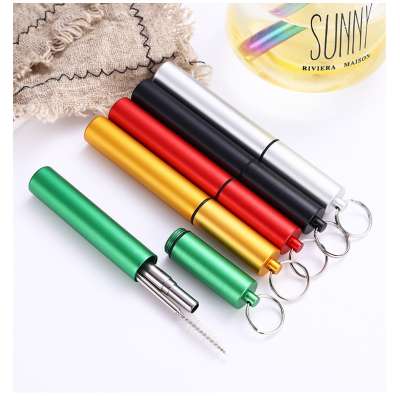 RAYBIN customised stainless steel reusable telescopic straw with cleaning brush